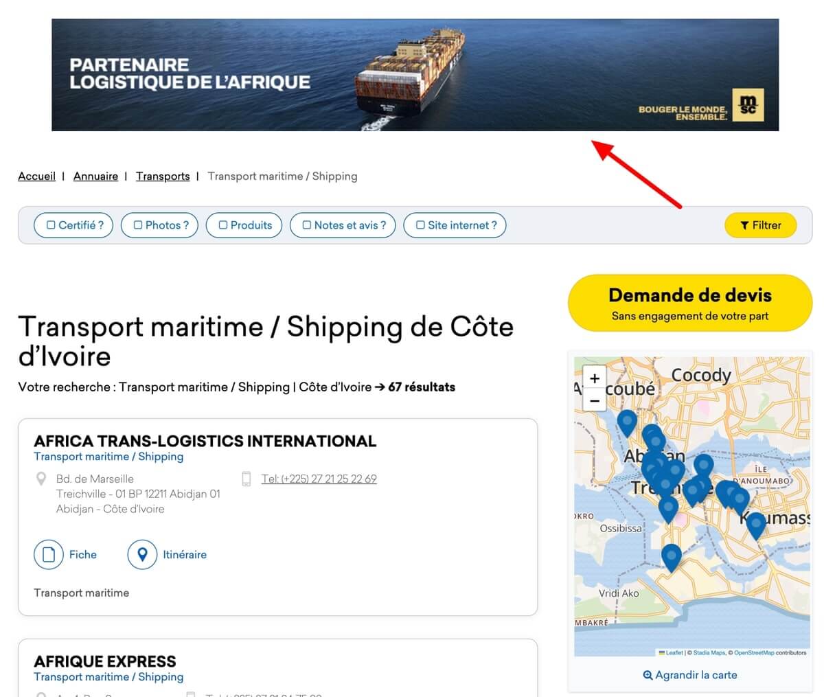 bannieres publicitaires afrique